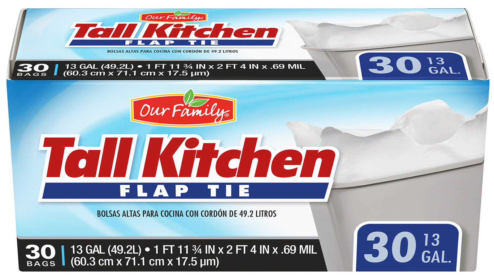 Our Family  tall kitchen trash bags, flap tie, 13-gallon Full-Size Picture